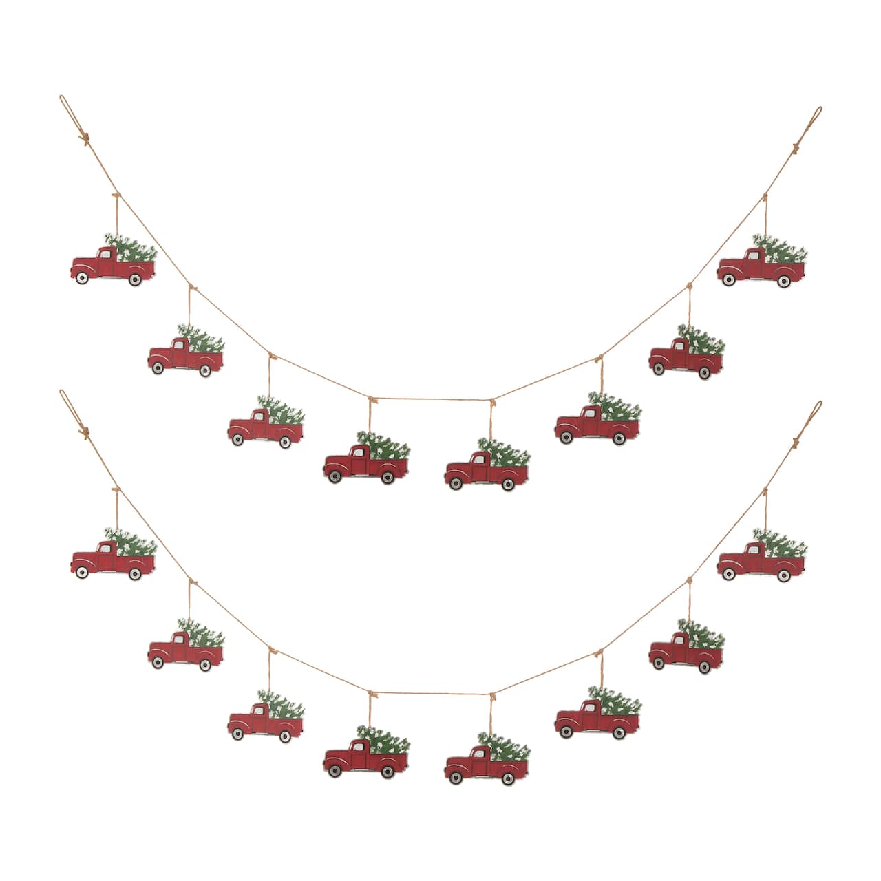 Glitzhome® 6ft. Christmas Red Truck Garland, 2ct.